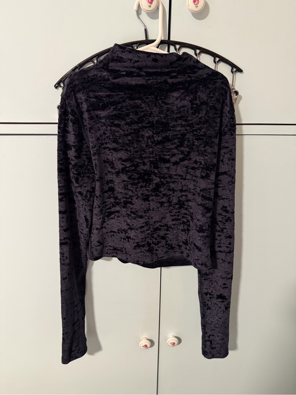 lululemon athletica Black Crushed Velvet Long Sleeve Top